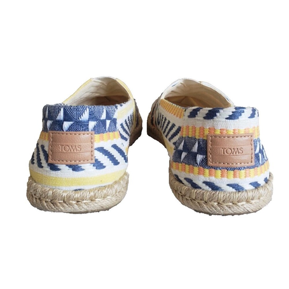 TOMS Alpargata Rope Natural Global Jacquard Espradille Flat Blue Yellow Size 9 - Picture 7 of 11